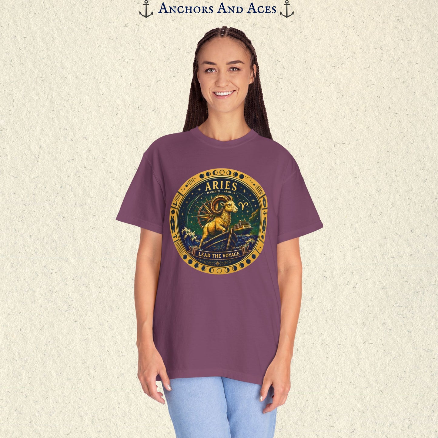 Celestial Seas Zodiac Tee | Aries – Lead the Voyage