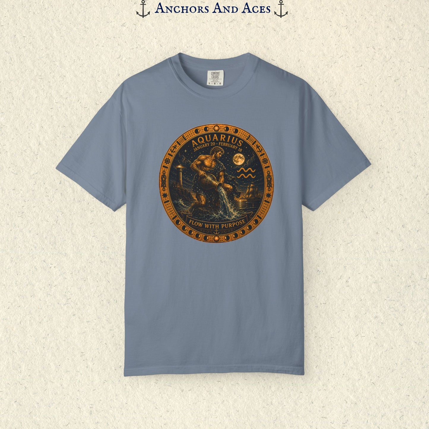 Celestial Seas Zodiac Tee | Aquarius - Flow With Purpose