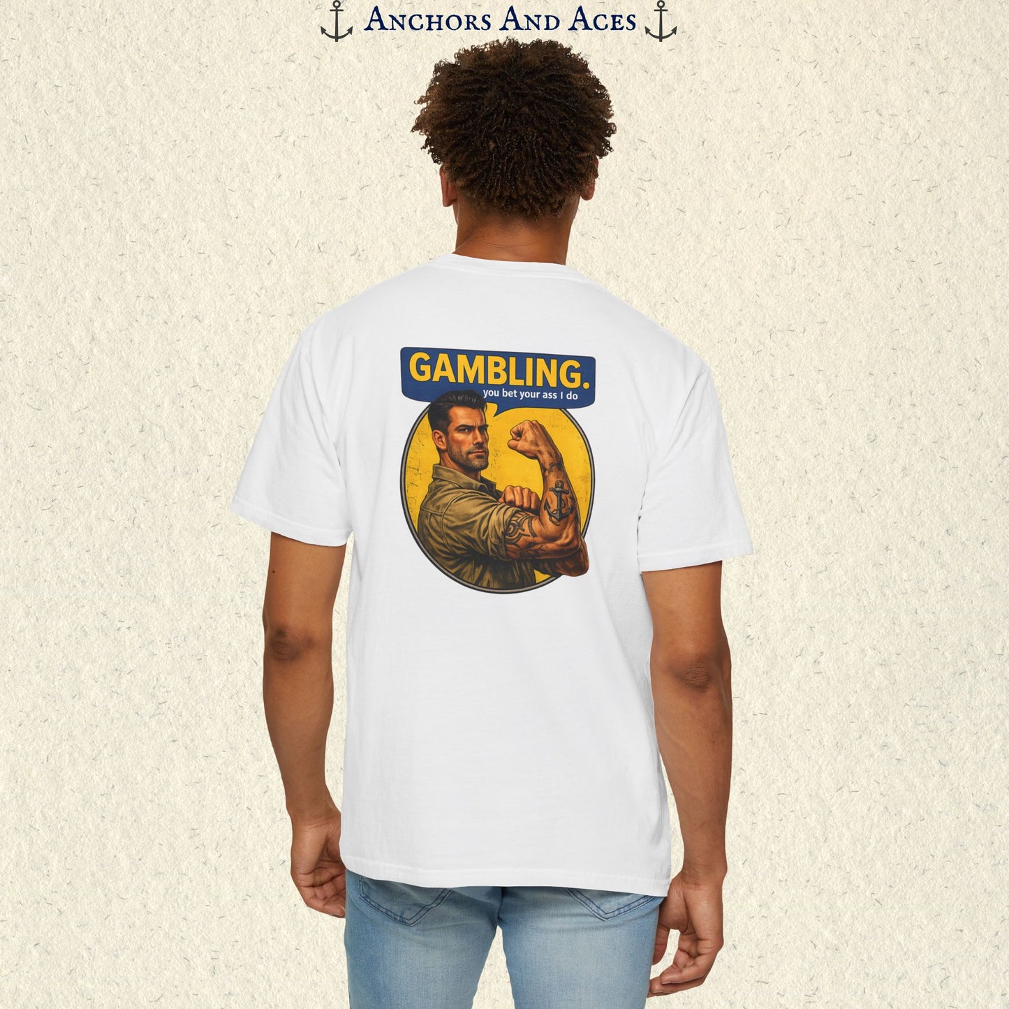 Casino T-shirt | Retro Strongman Illustration - BACK IMPRINT
