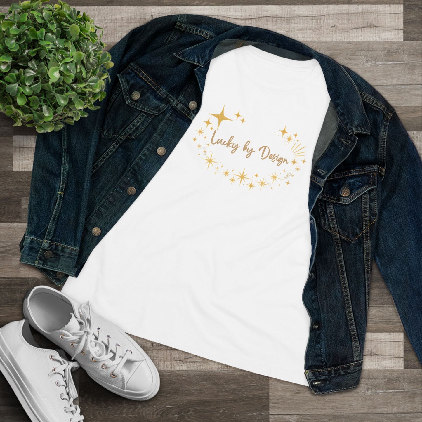 Lucky by Design T-Shirt | Gold Starburst Graphic Tee
