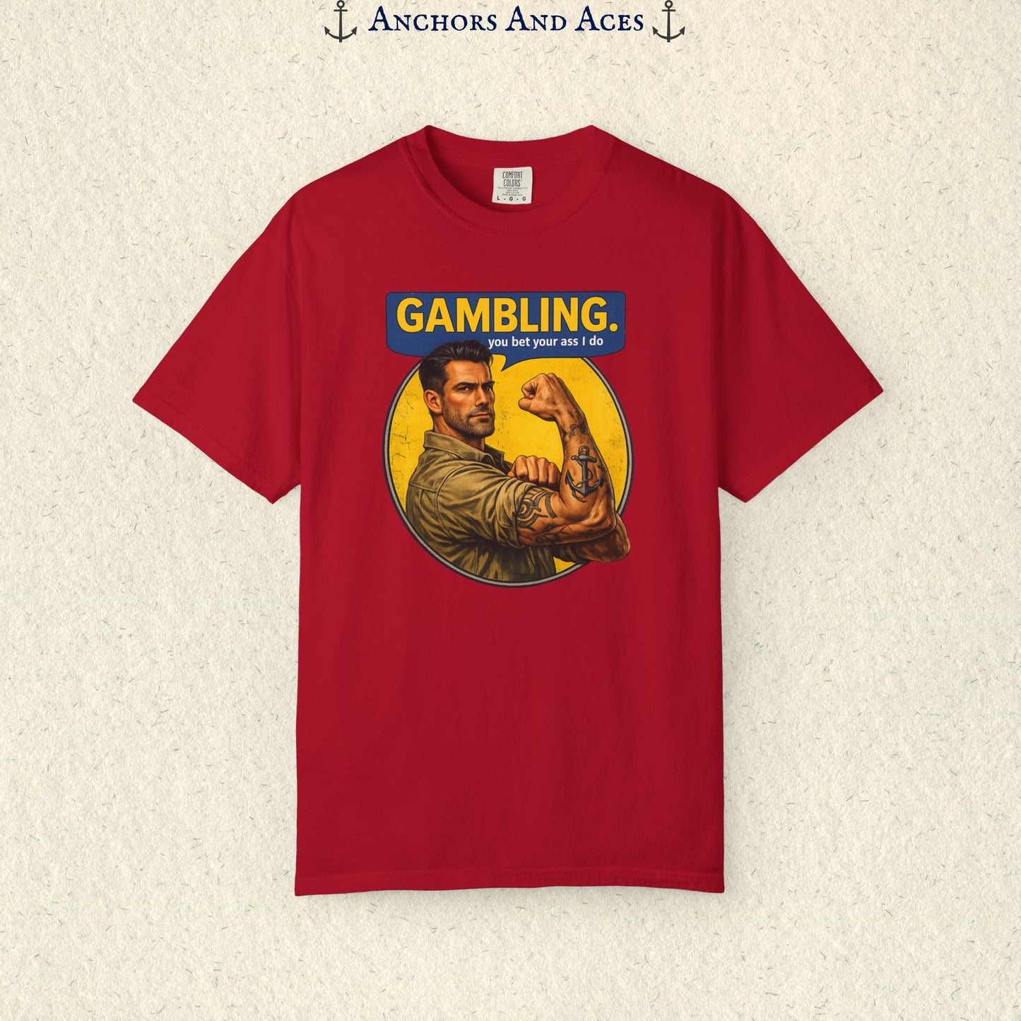 Gambling T-shirt | Retro Strongman Illustration - Front Imprint