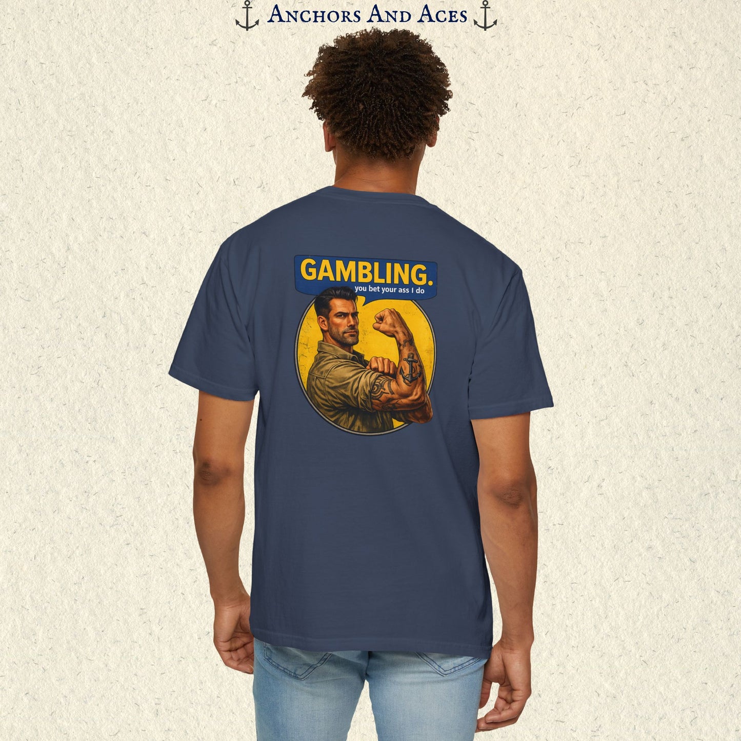 Casino T-shirt | Retro Strongman Illustration - BACK IMPRINT