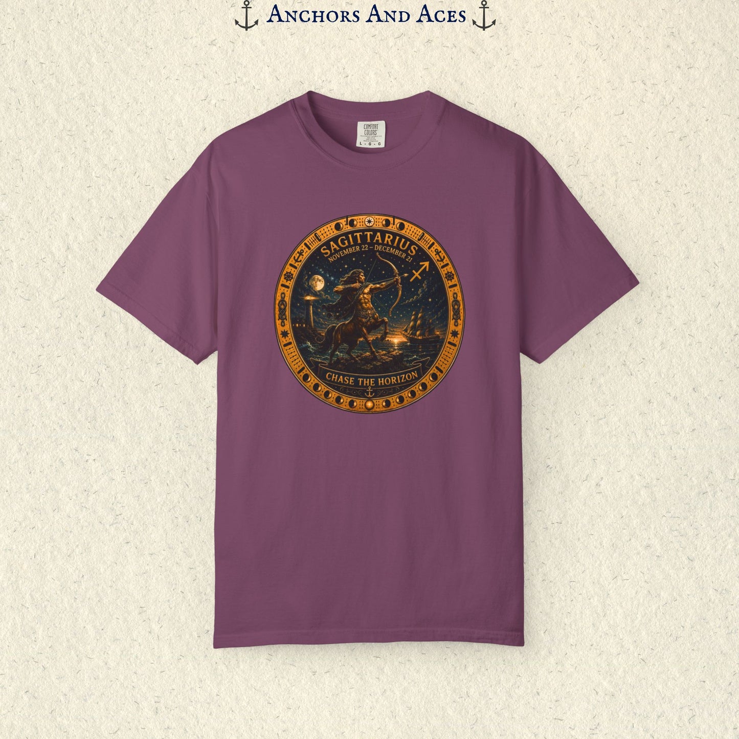 Celestial Seas Zodiac Tee | Sagittarius – Chase The Horizon