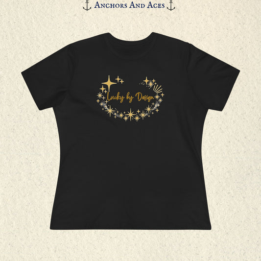 Lucky by Design T-Shirt | Gold Starburst Graphic Tee