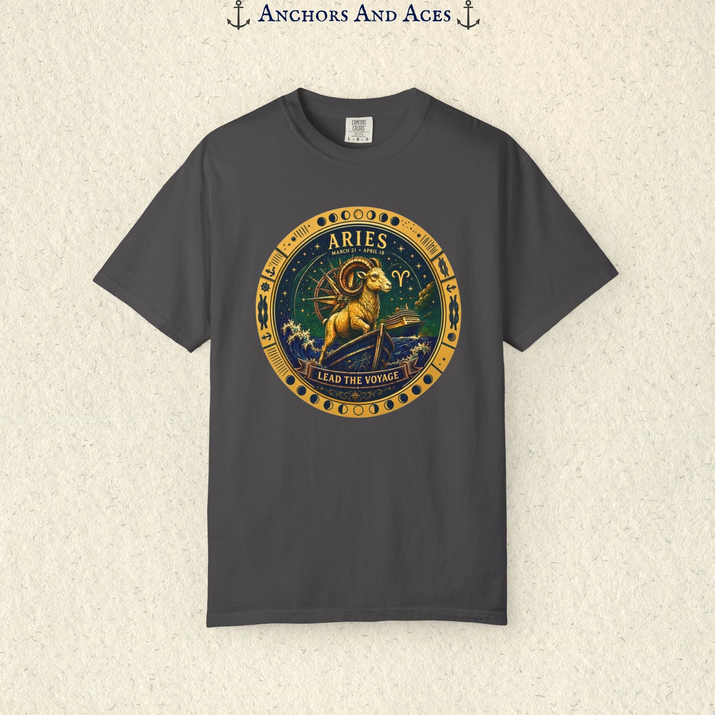 Celestial Seas Zodiac Tee | Aries – Lead the Voyage
