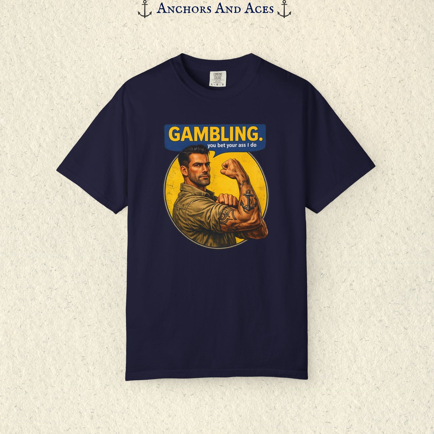 Gambling T-shirt | Retro Strongman Illustration - Front Imprint