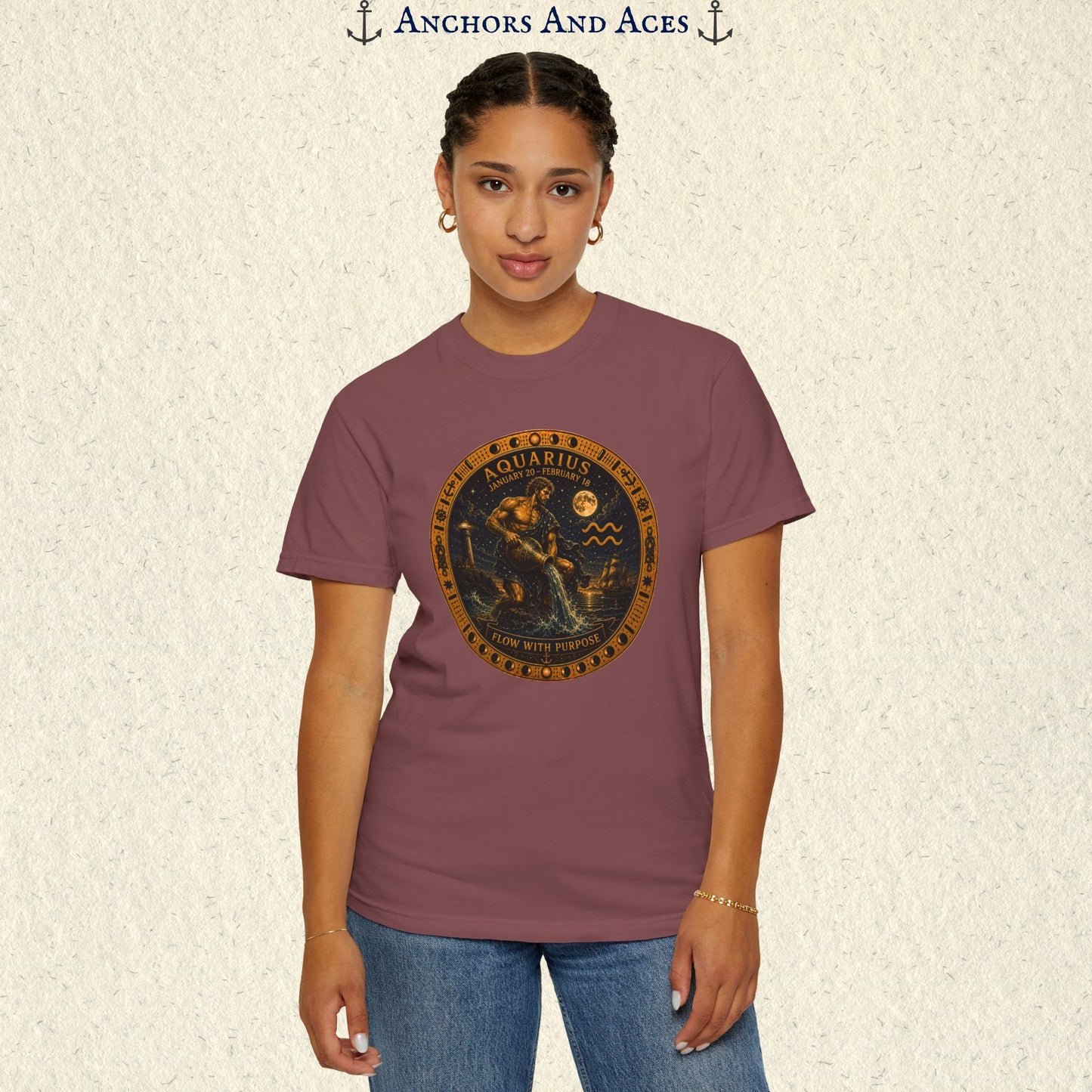 Celestial Seas Zodiac Tee | Aquarius - Flow With Purpose