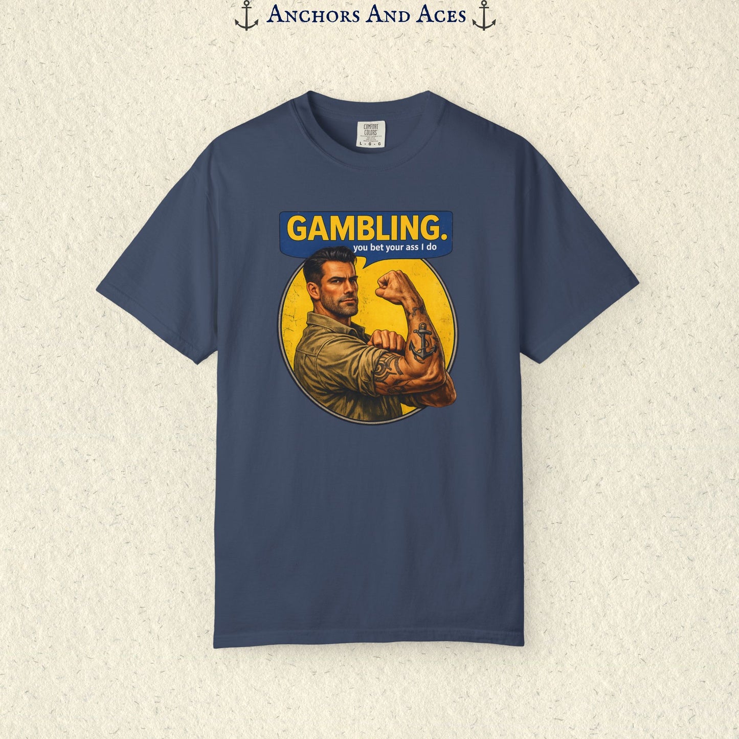 Gambling T-shirt | Retro Strongman Illustration - Front Imprint
