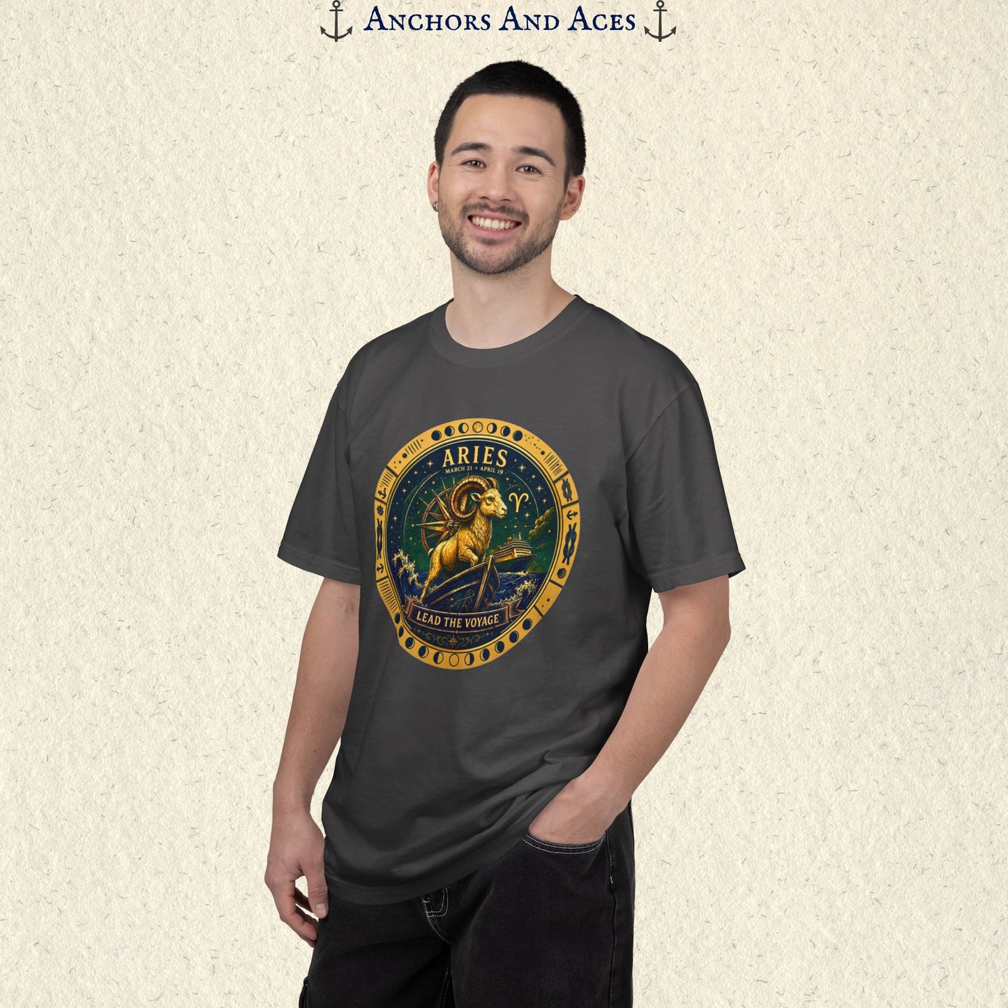 Celestial Seas Zodiac Tee | Aries – Lead the Voyage