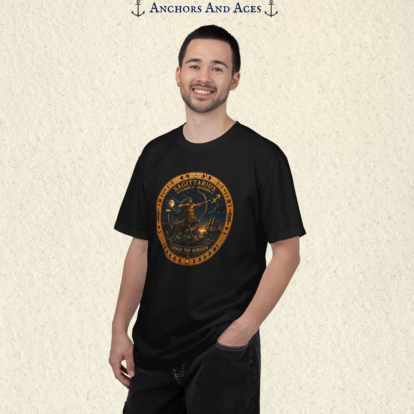 Celestial Seas Zodiac Tee | Sagittarius – Chase The Horizon