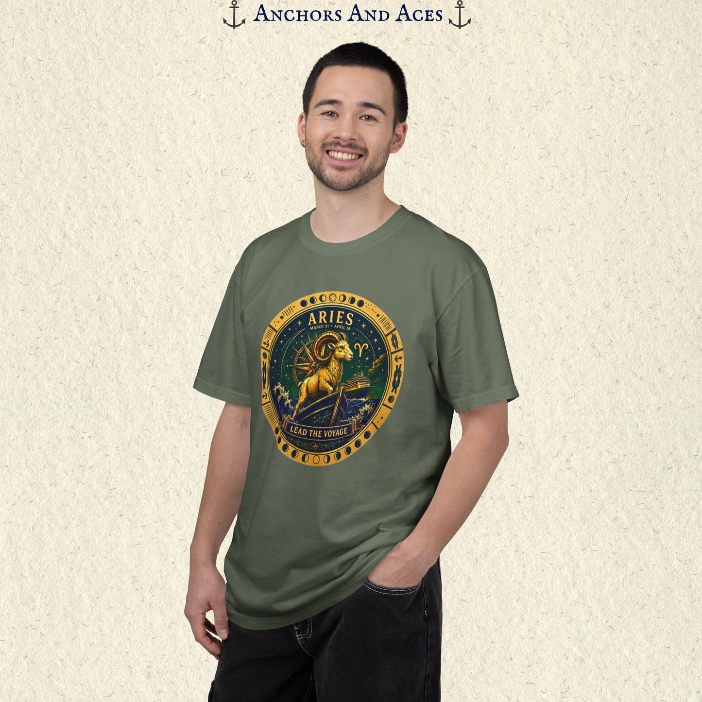 Celestial Seas Zodiac Tee | Aries – Lead the Voyage