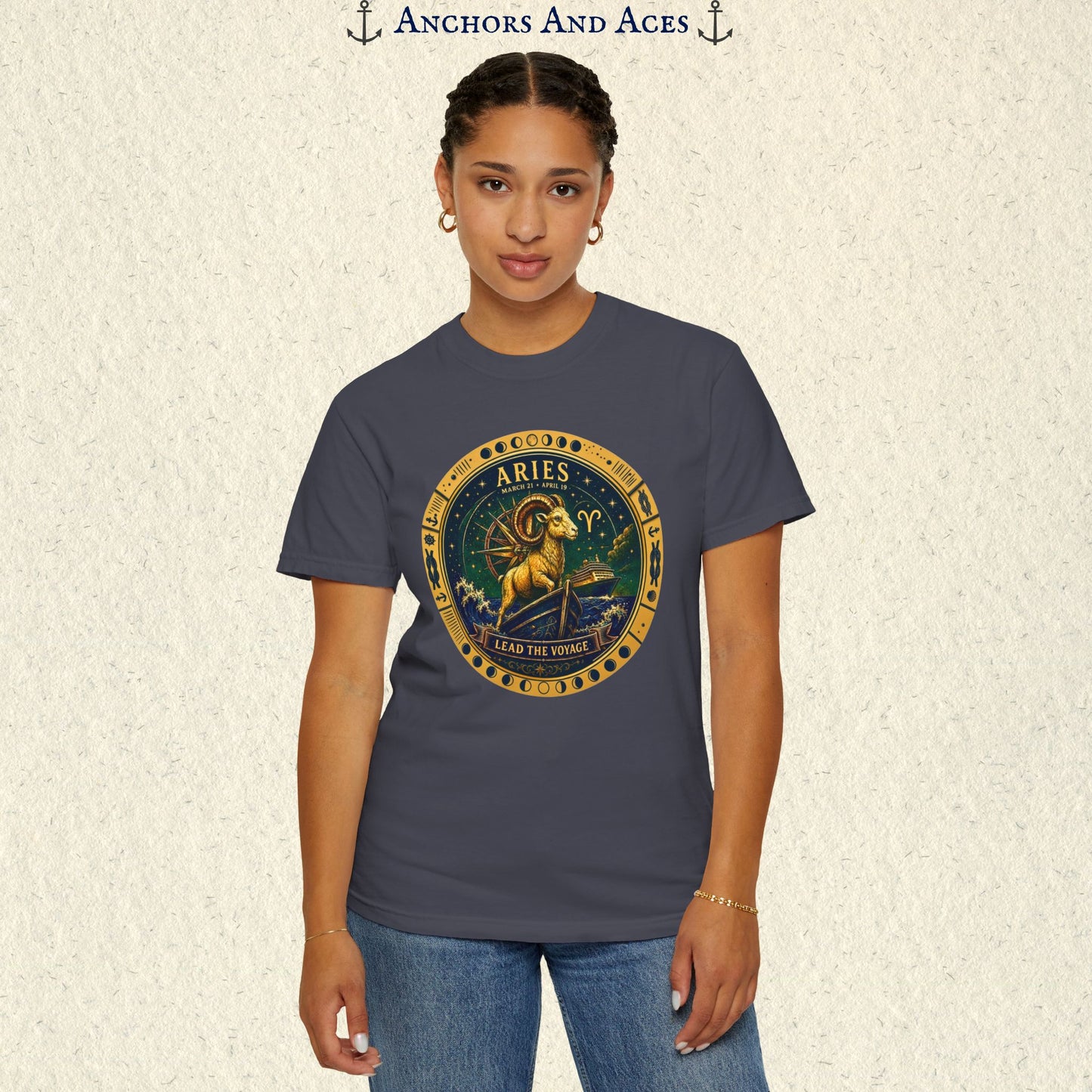 Celestial Seas Zodiac Tee | Aries – Lead the Voyage