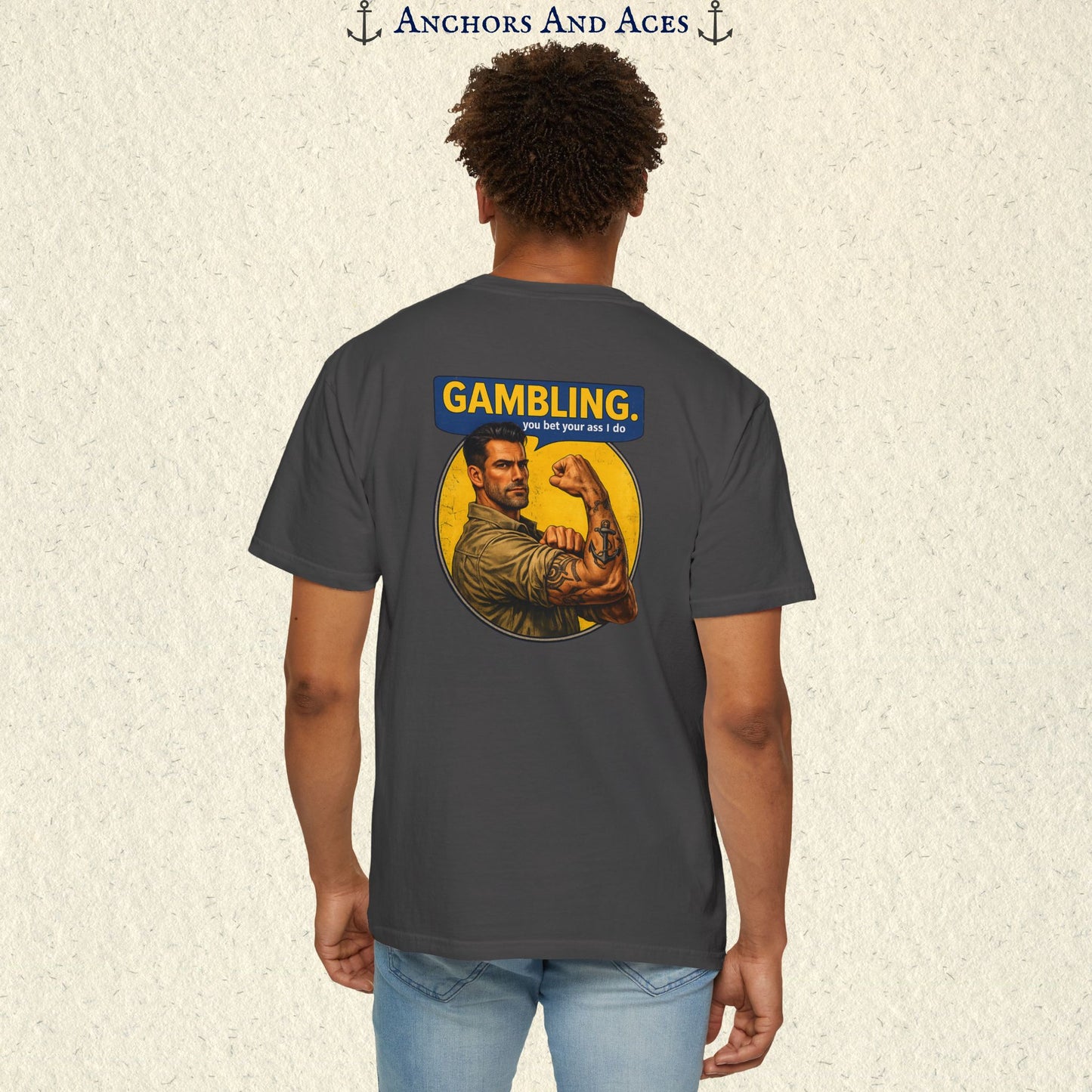 Casino T-shirt | Retro Strongman Illustration - BACK IMPRINT