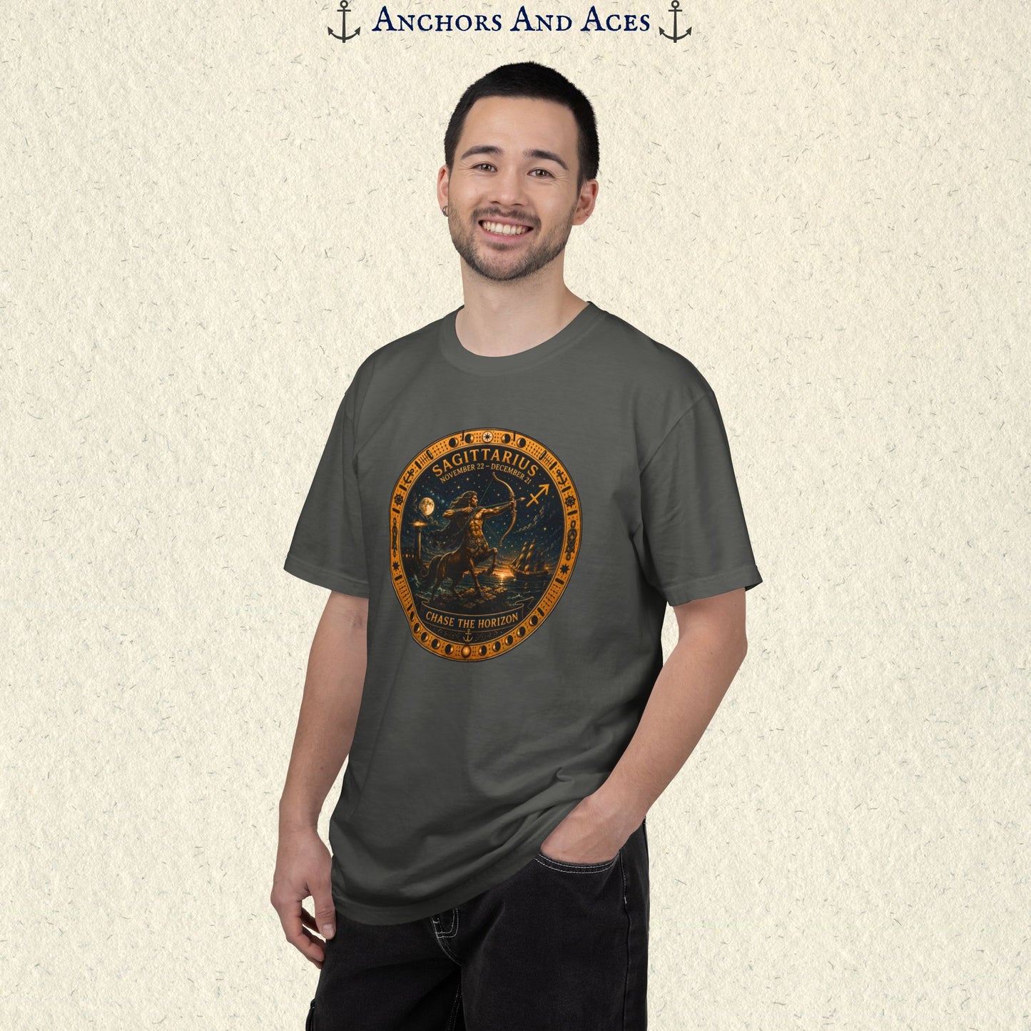 Celestial Seas Zodiac Tee | Sagittarius – Chase The Horizon