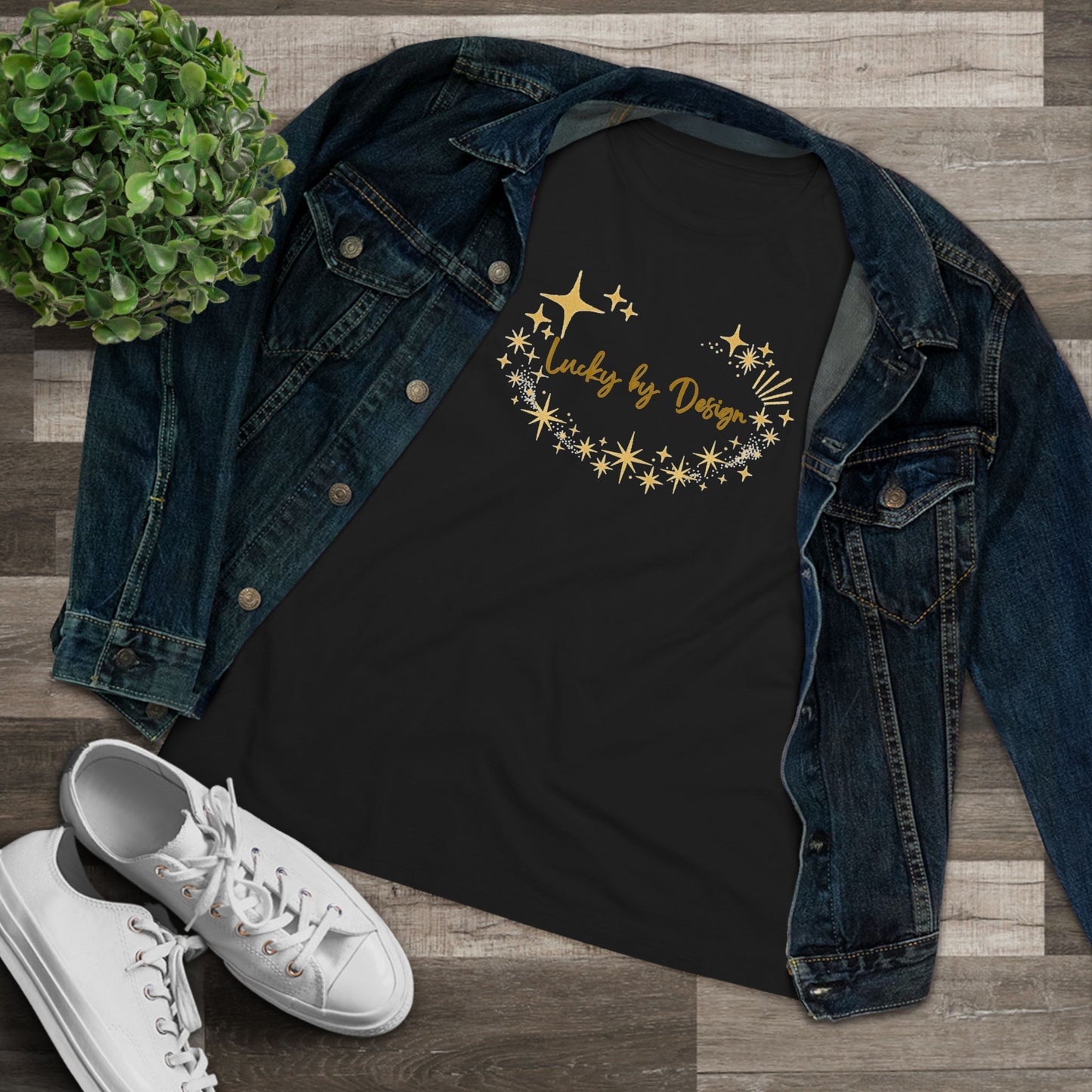 Lucky by Design T-Shirt | Gold Starburst Graphic Tee
