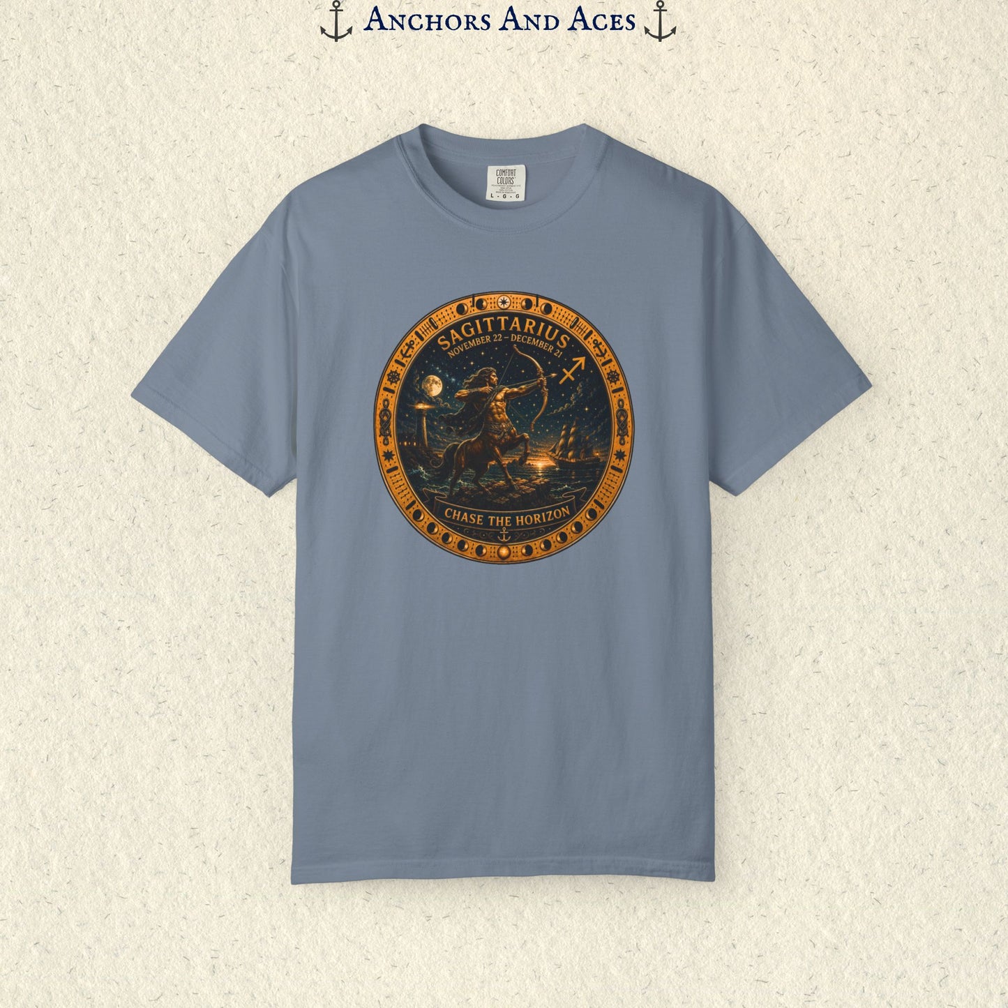 Celestial Seas Zodiac Tee | Sagittarius – Chase The Horizon