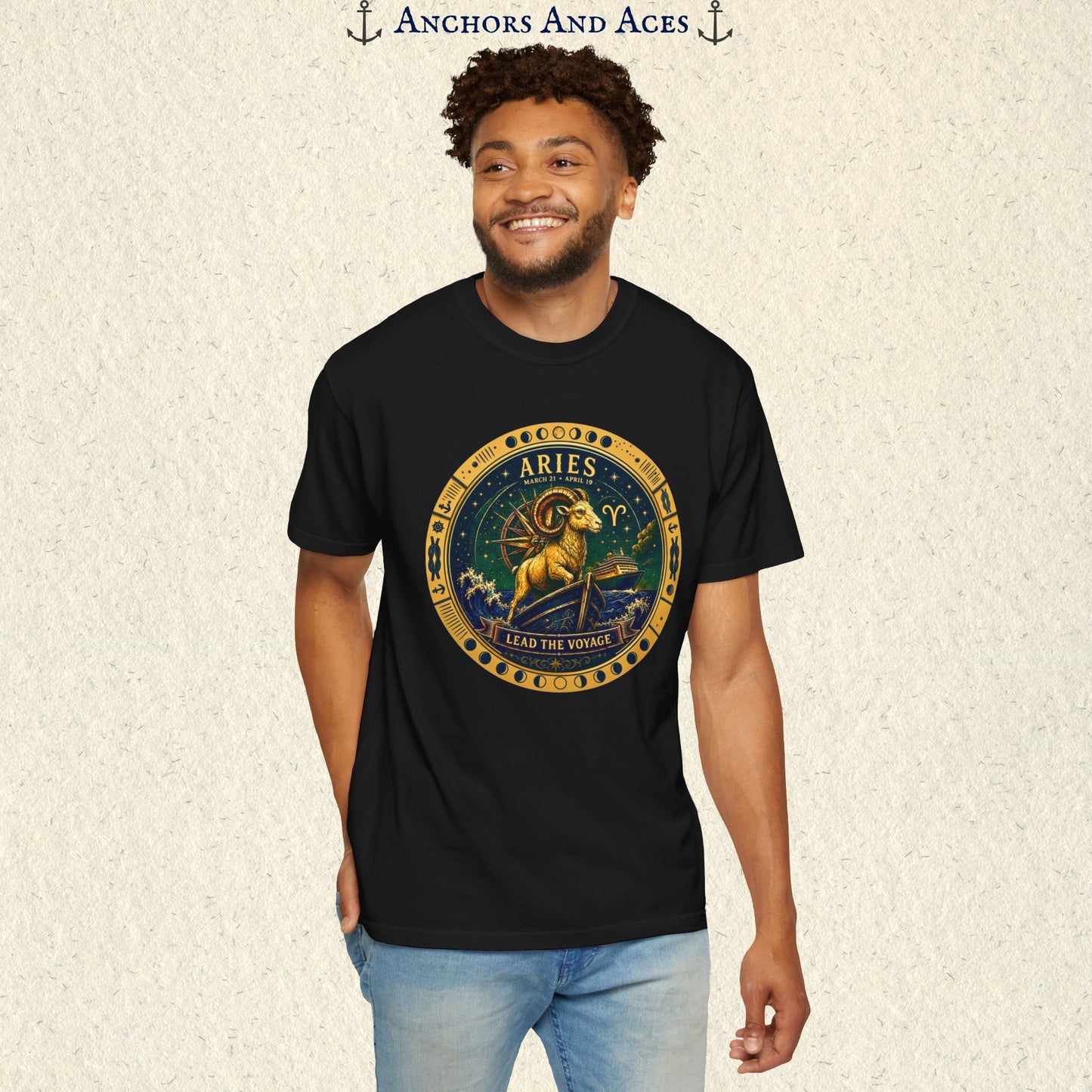 Celestial Seas Zodiac Tee | Aries – Lead the Voyage