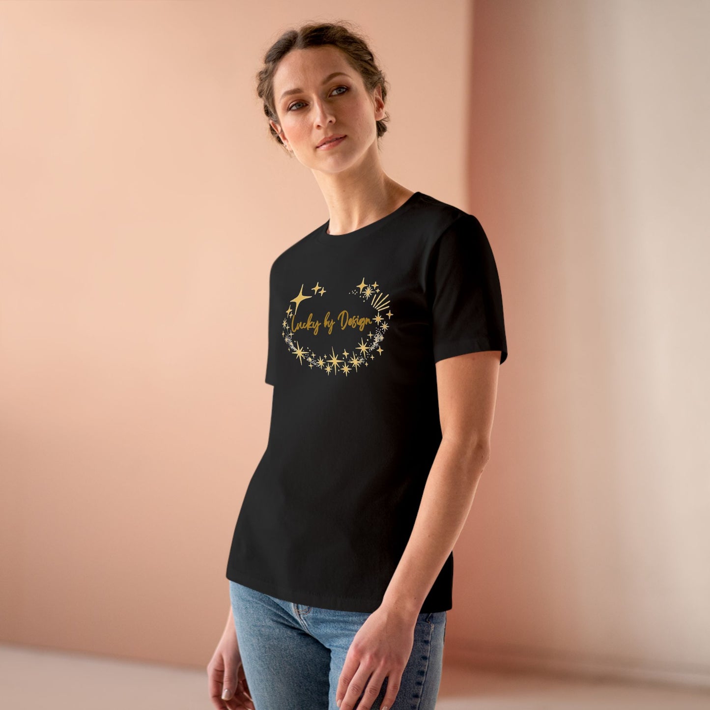 Lucky by Design T-Shirt | Gold Starburst Graphic Tee