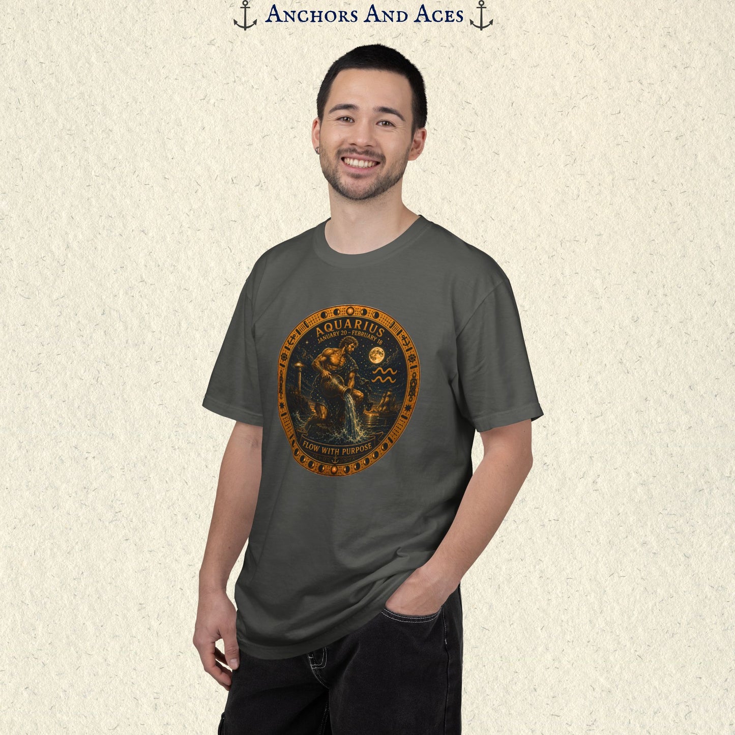 Celestial Seas Zodiac Tee | Aquarius - Flow With Purpose