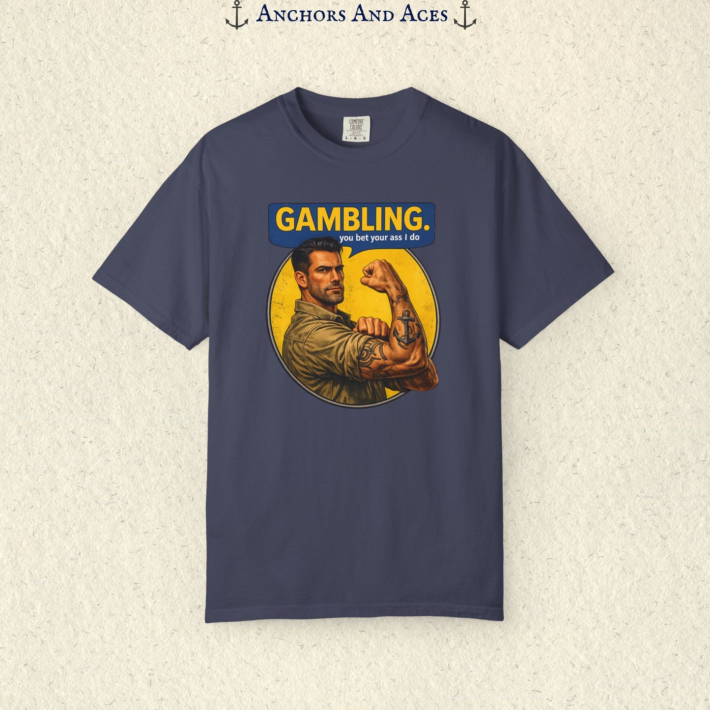 Gambling T-shirt | Retro Strongman Illustration - Front Imprint