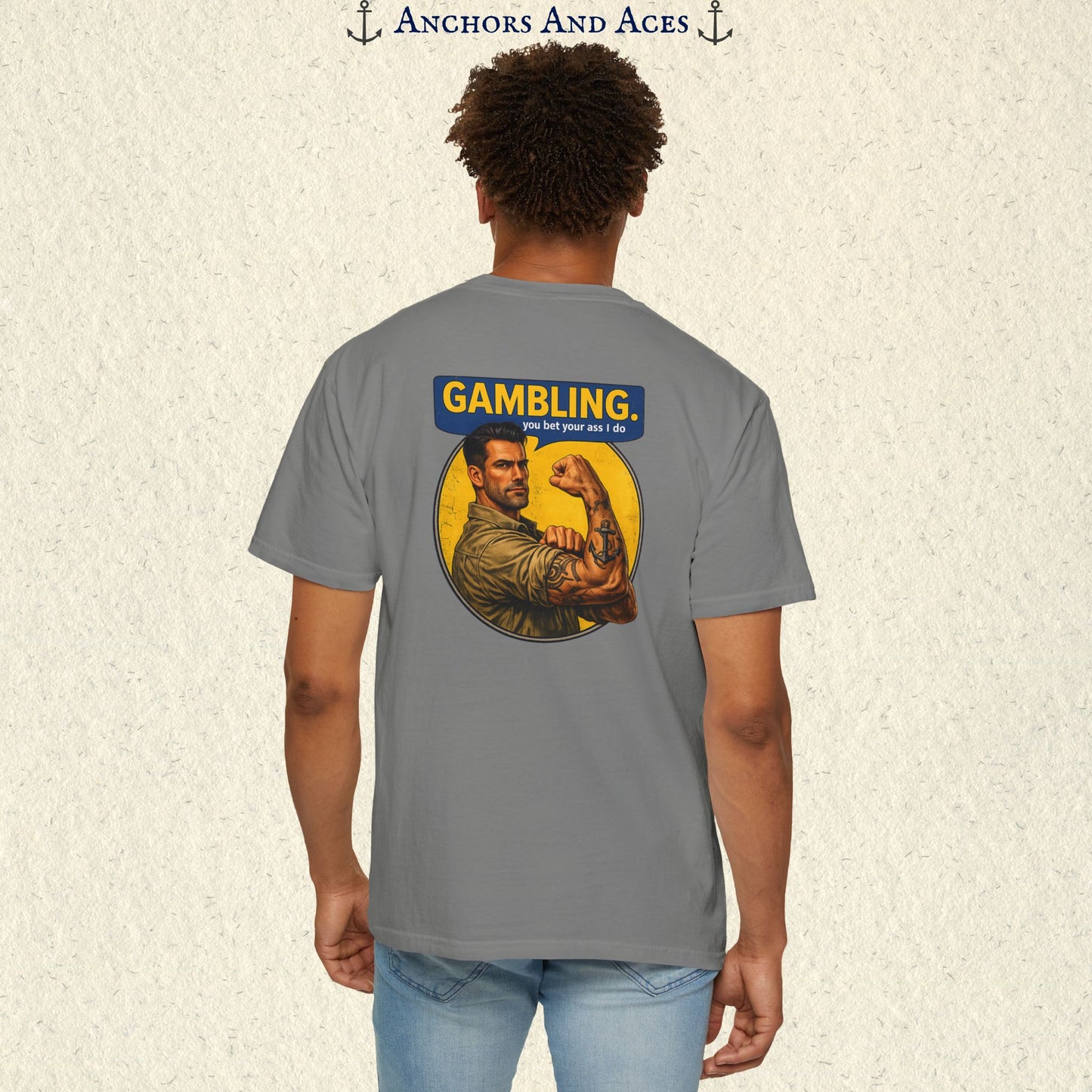 Casino T-shirt | Retro Strongman Illustration - BACK IMPRINT
