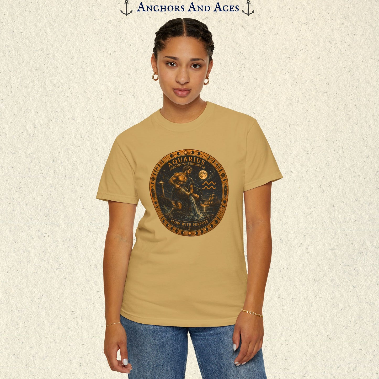 Celestial Seas Zodiac Tee | Aquarius - Flow With Purpose