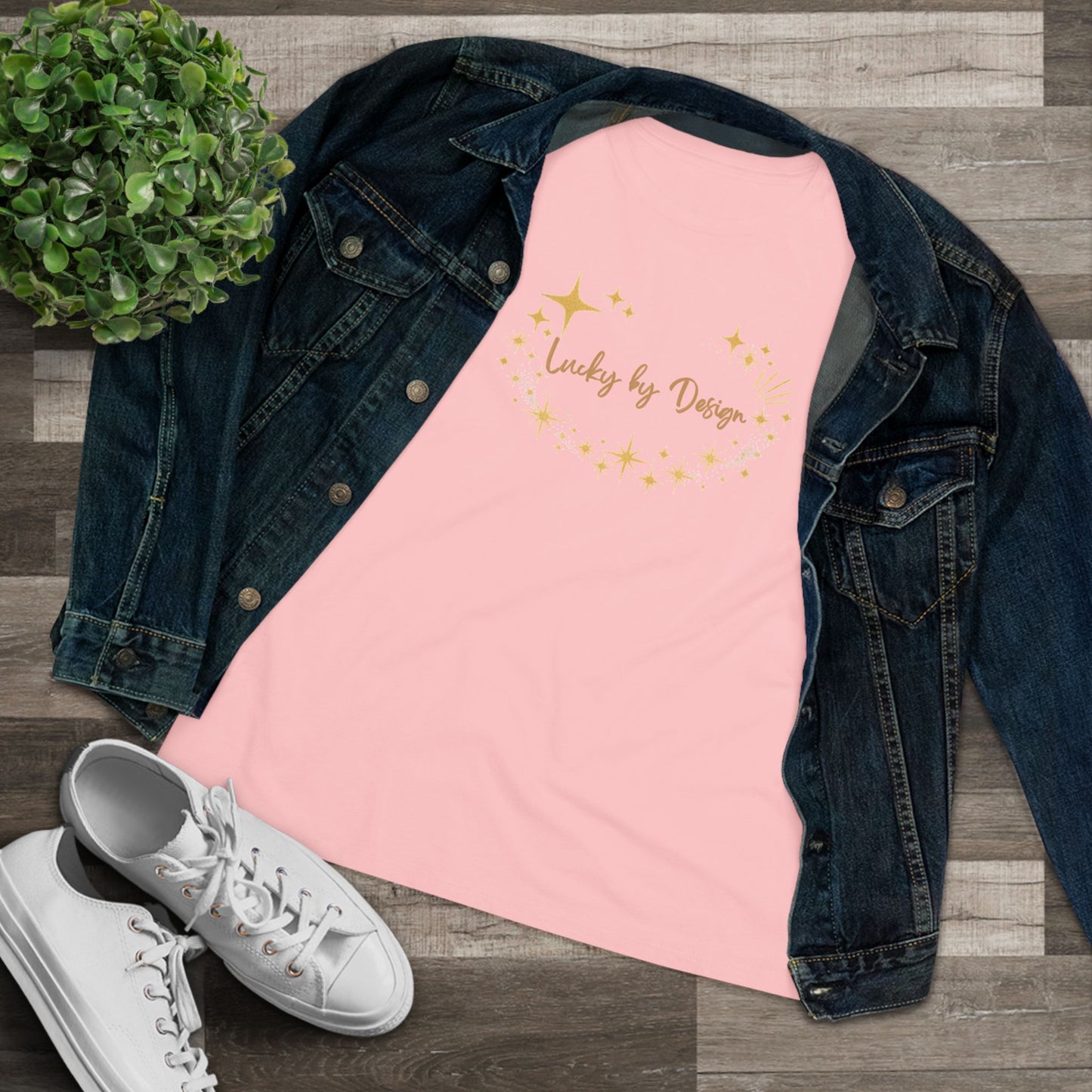 Lucky by Design T-Shirt | Gold Starburst Graphic Tee