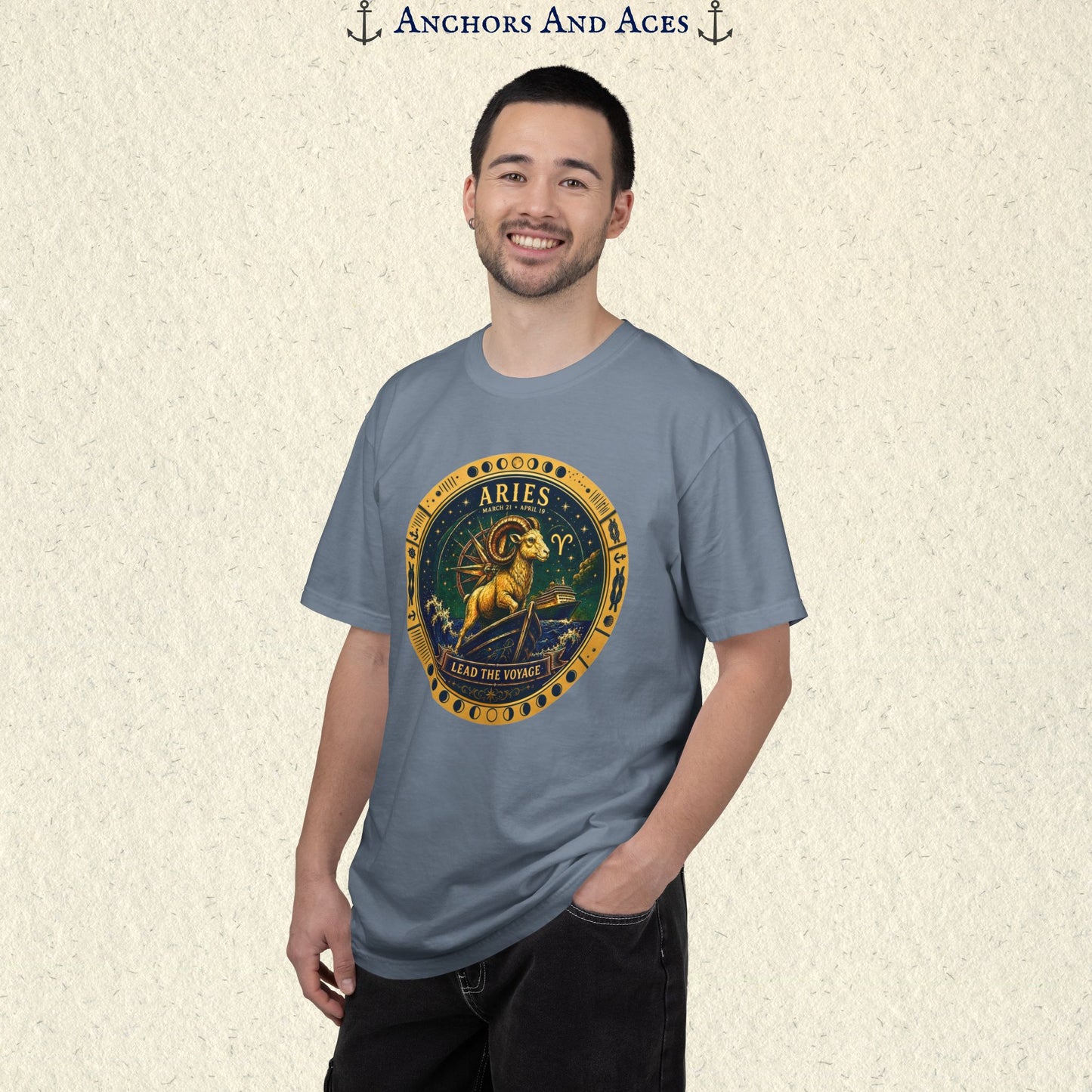 Celestial Seas Zodiac Tee | Aries – Lead the Voyage