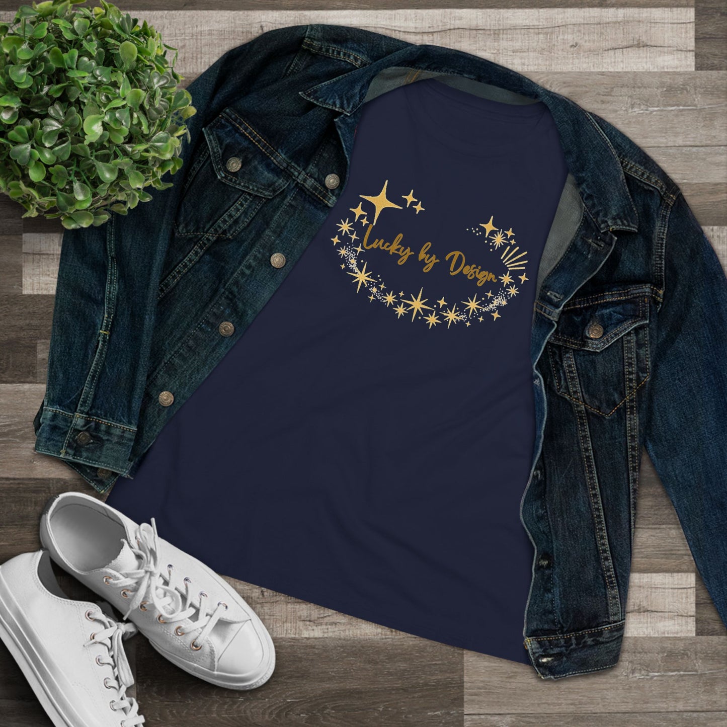 Lucky by Design T-Shirt | Gold Starburst Graphic Tee