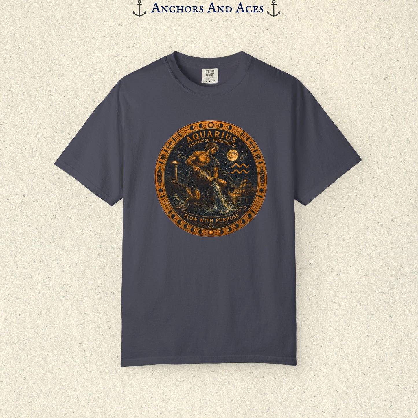 Celestial Seas Zodiac Tee | Aquarius - Flow With Purpose