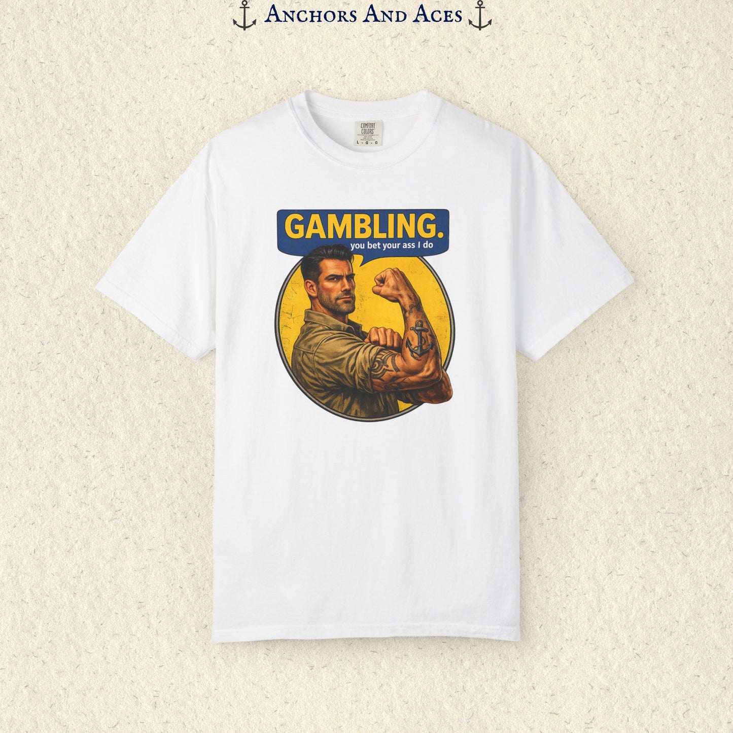 Gambling T-shirt | Retro Strongman Illustration - Front Imprint