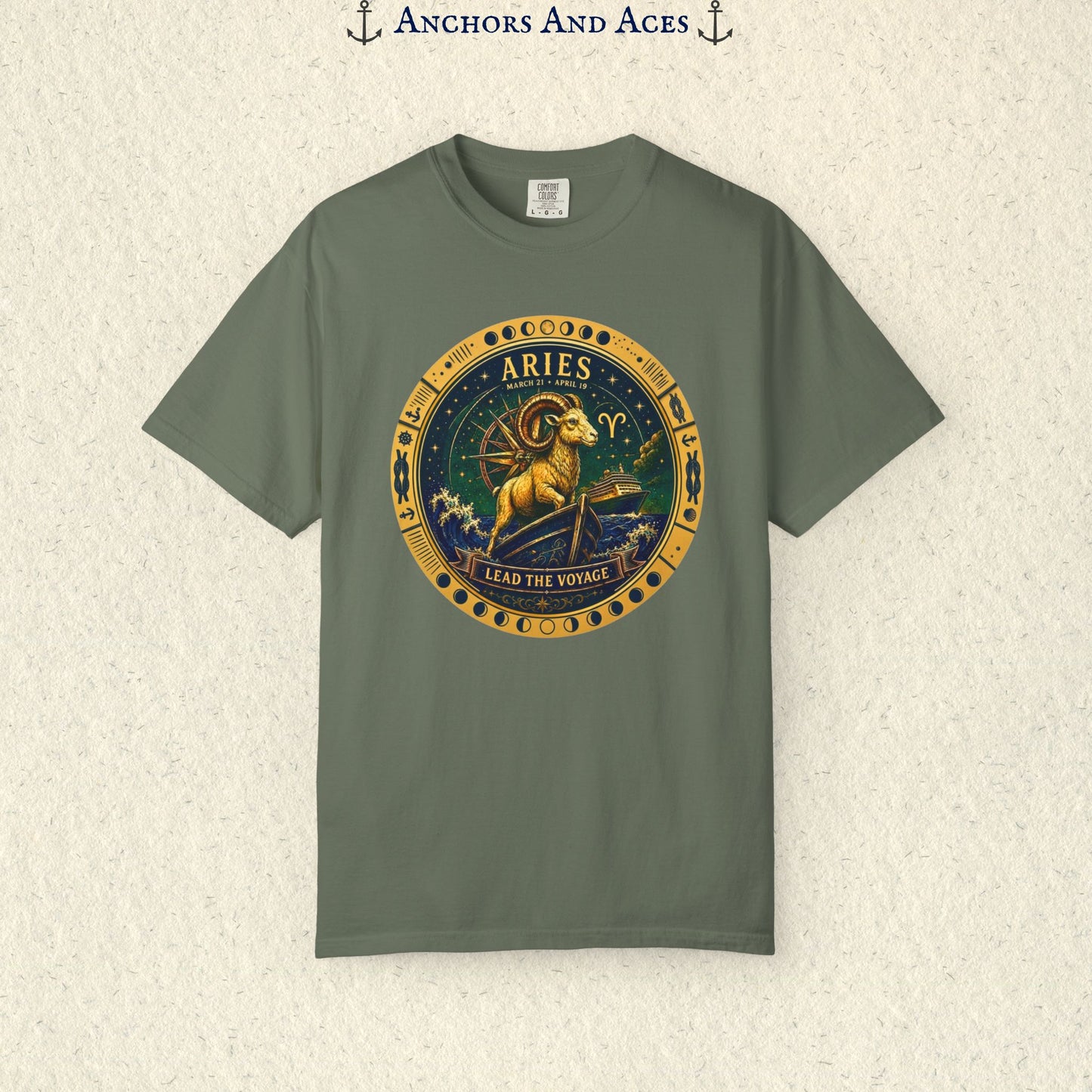 Celestial Seas Zodiac Tee | Aries – Lead the Voyage