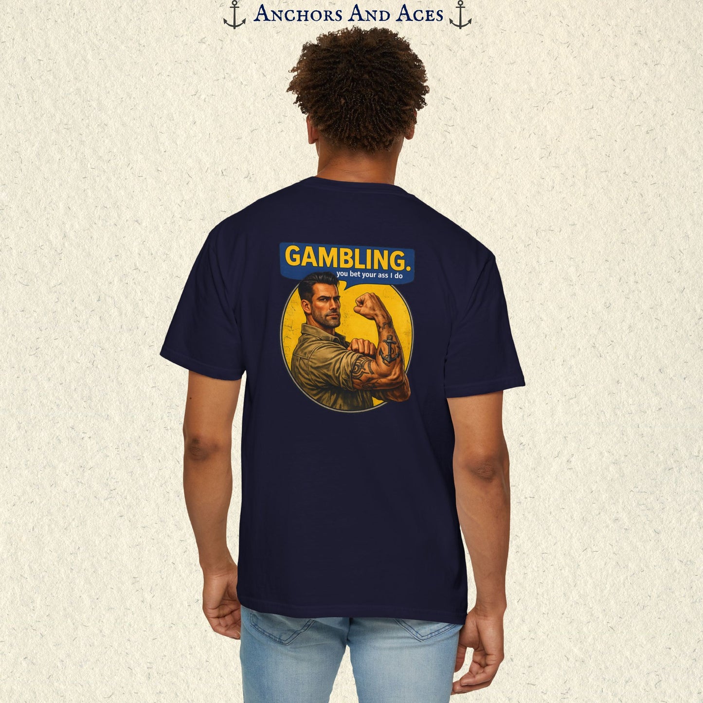 Casino T-shirt | Retro Strongman Illustration - BACK IMPRINT