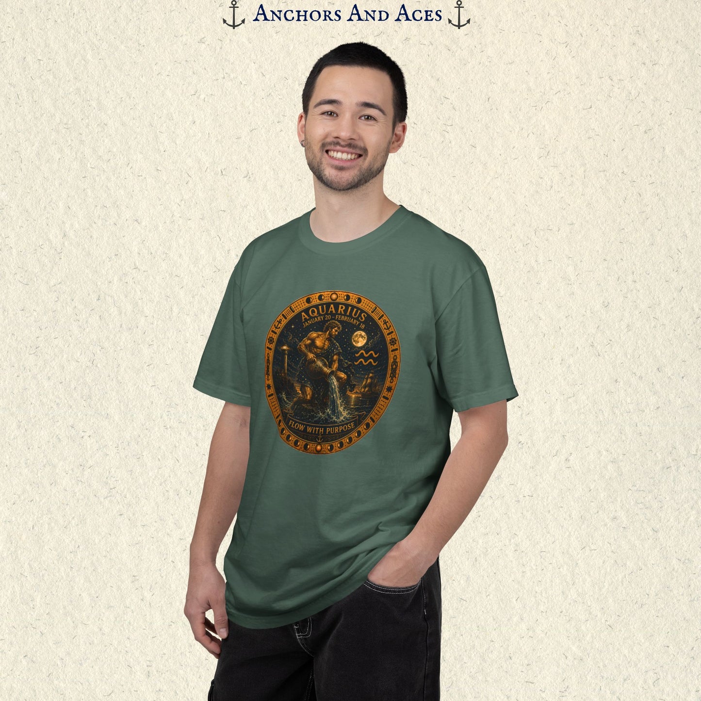 Celestial Seas Zodiac Tee | Aquarius - Flow With Purpose