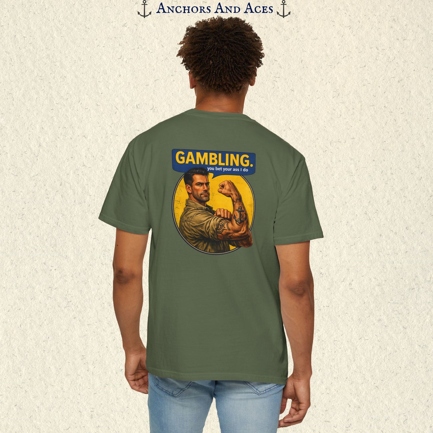 Casino T-shirt | Retro Strongman Illustration - BACK IMPRINT