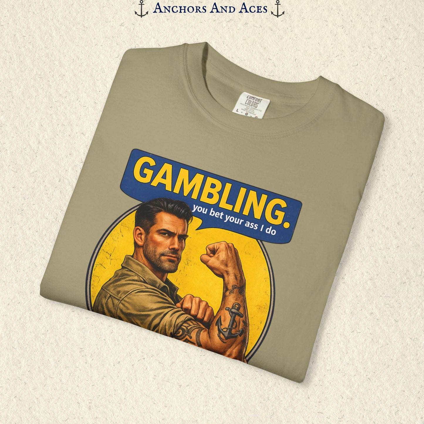Gambling T-shirt | Retro Strongman Illustration - Front Imprint