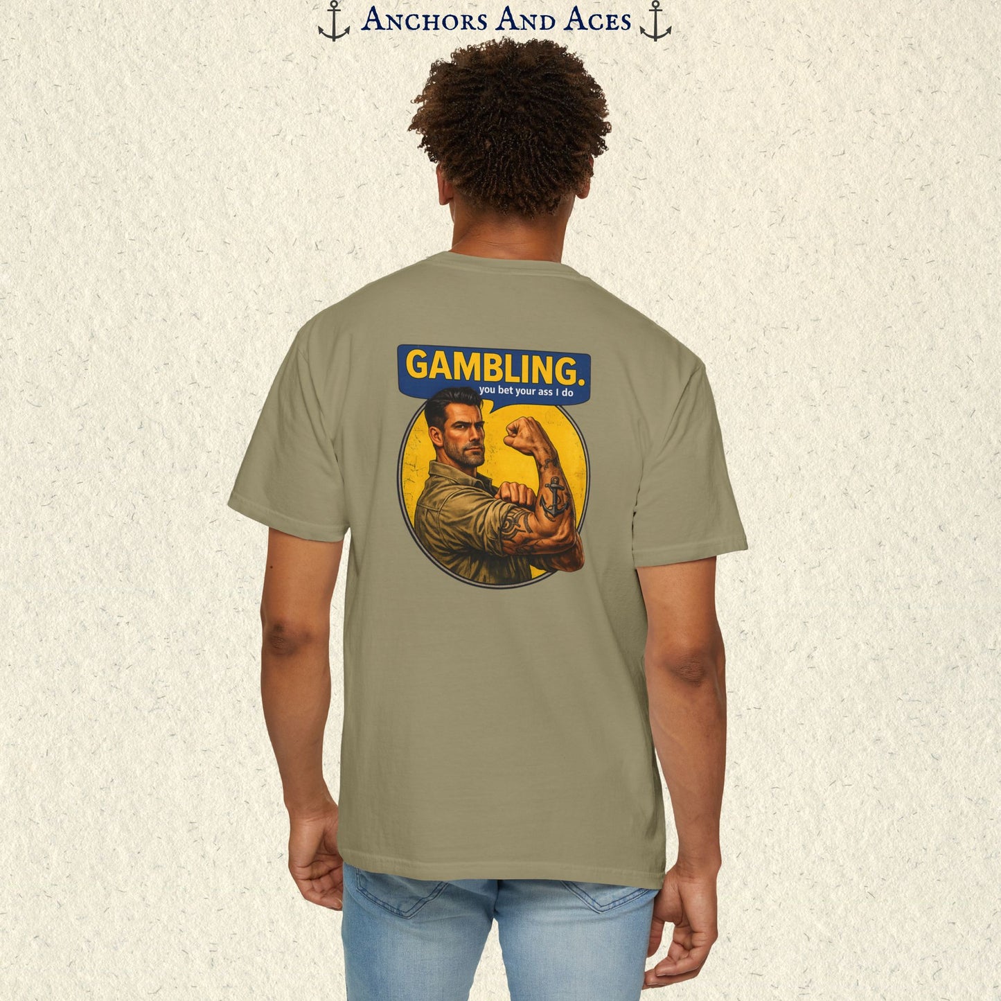 Casino T-shirt | Retro Strongman Illustration - BACK IMPRINT