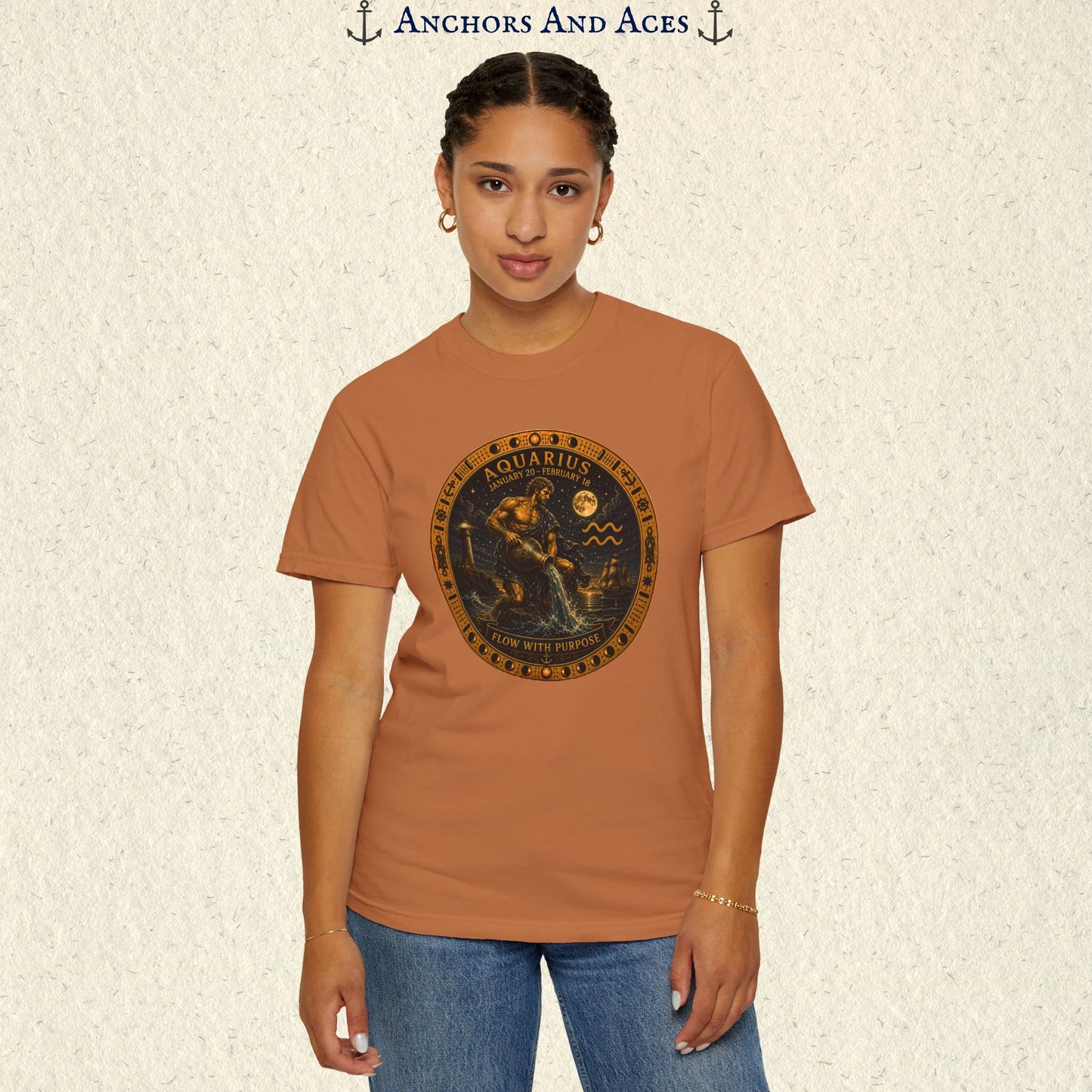Celestial Seas Zodiac Tee | Aquarius - Flow With Purpose