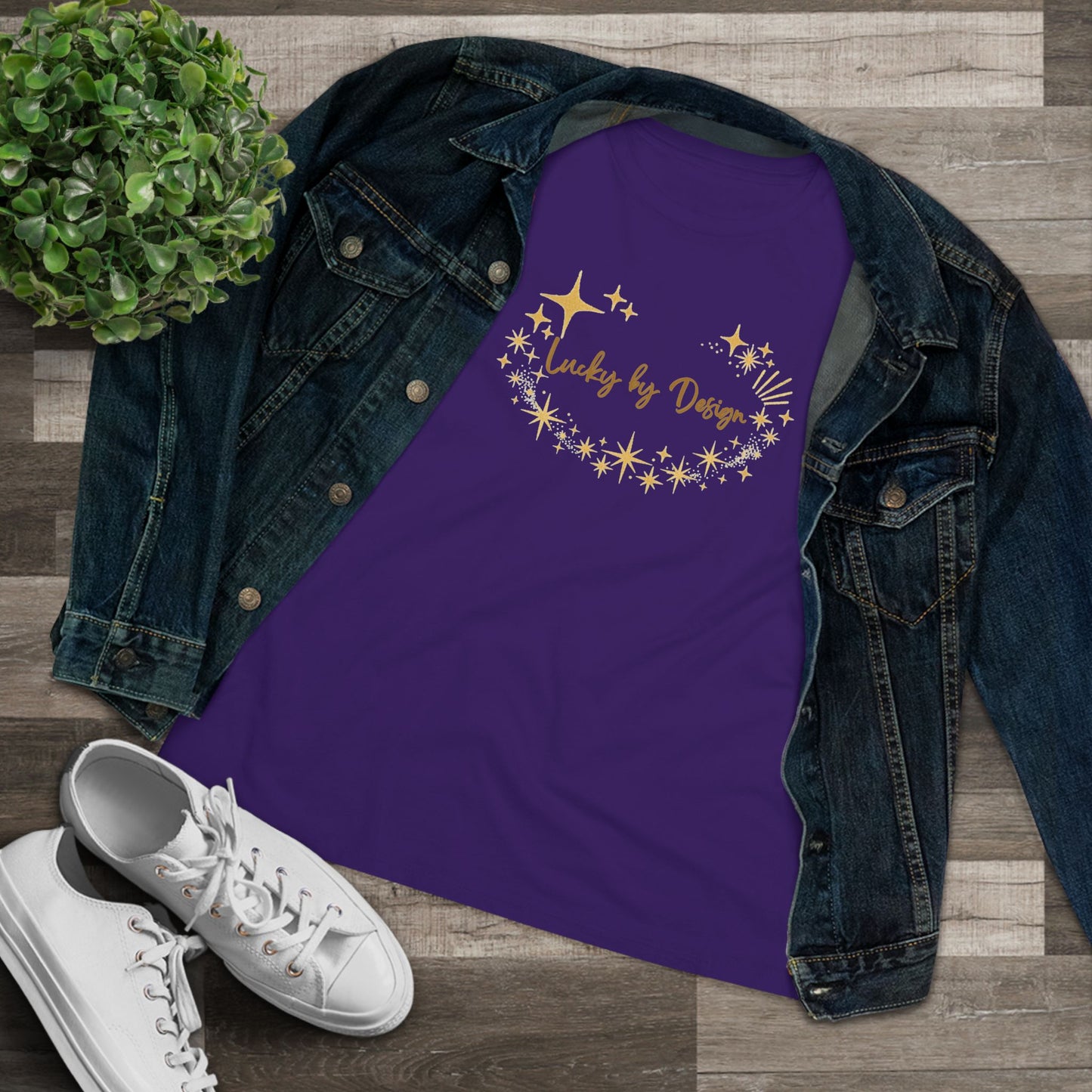 Lucky by Design T-Shirt | Gold Starburst Graphic Tee