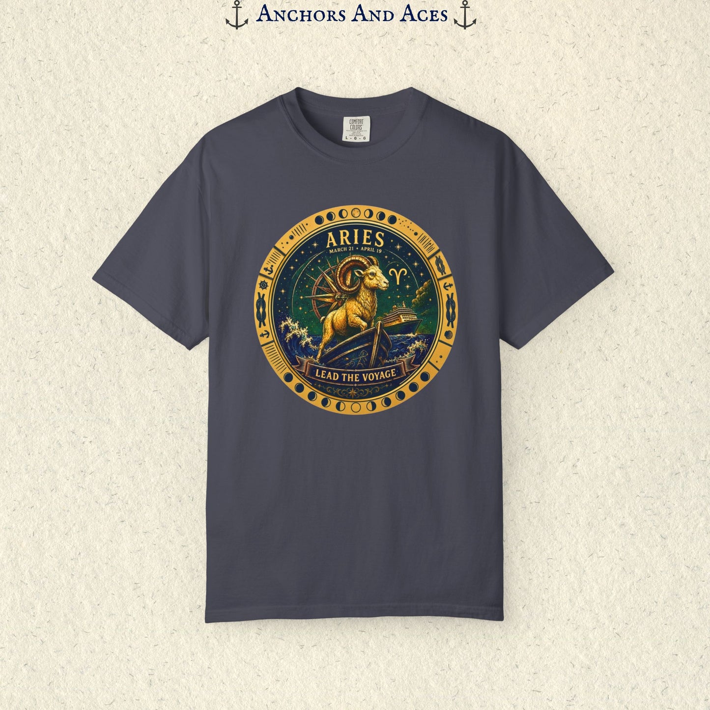 Celestial Seas Zodiac Tee | Aries – Lead the Voyage