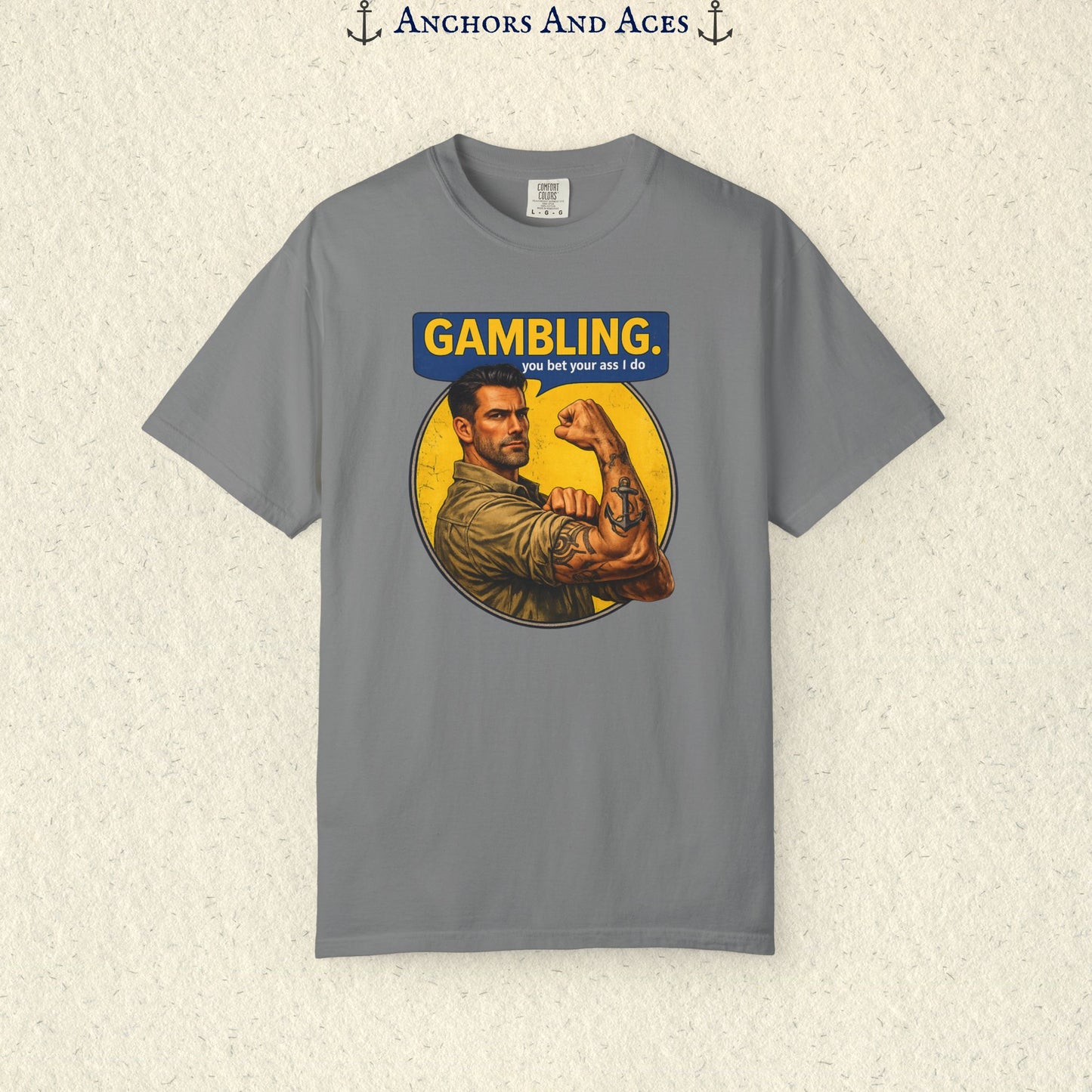 Gambling T-shirt | Retro Strongman Illustration - Front Imprint