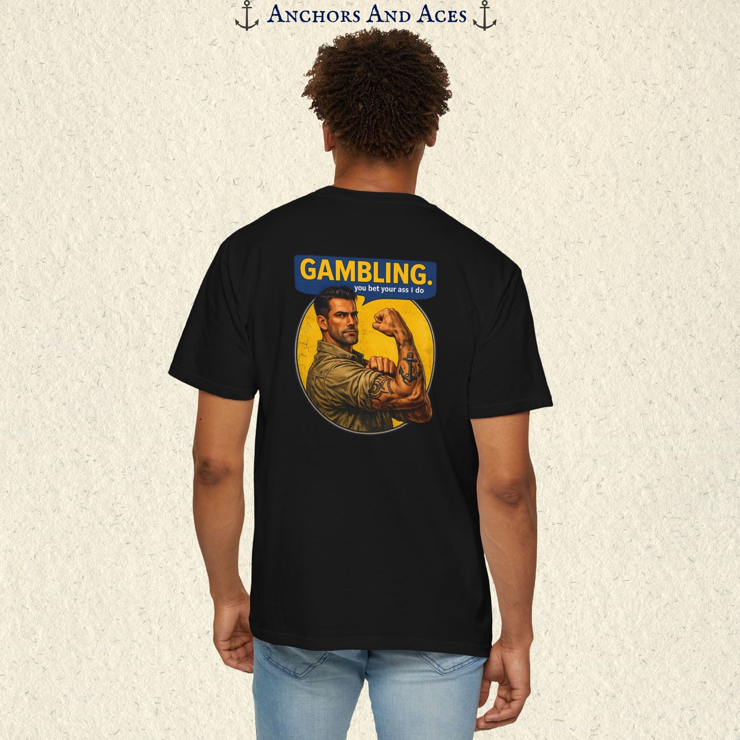 Casino T-shirt | Retro Strongman Illustration - BACK IMPRINT